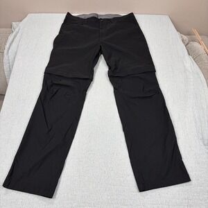 Eddie Bauer Mens 38x34 Convertible Tech Pants Shorts Black Hiking Outdoors